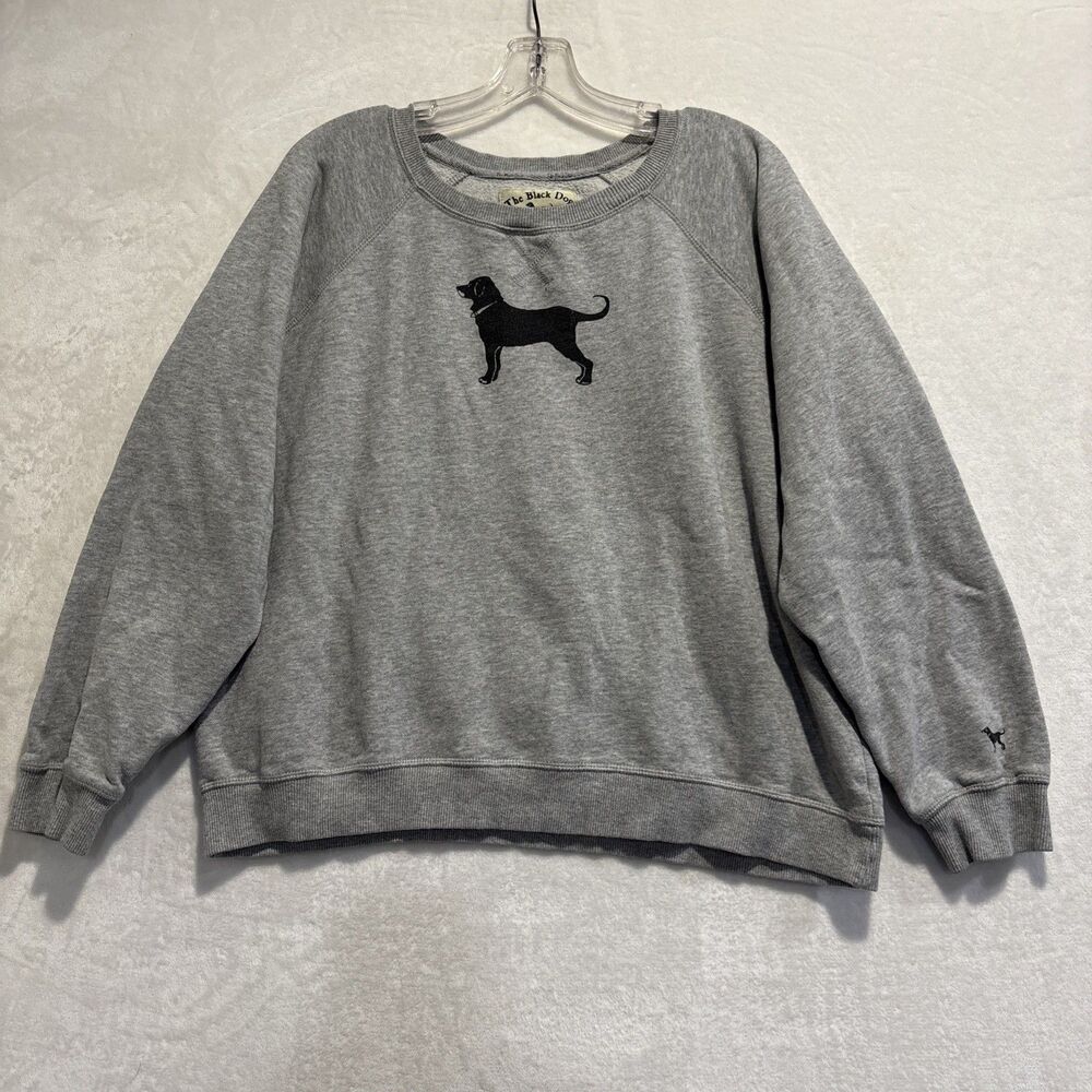 The Black Dog Crewneck Sweatshirt Women's Large Gray Fleece Logo Preppy Classic